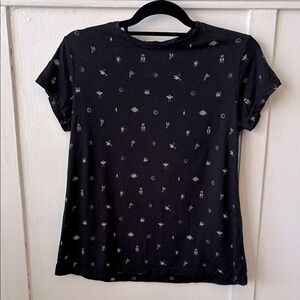 Marine Layer Black Short Sleeve Swing Tee Mystic Print Size Small